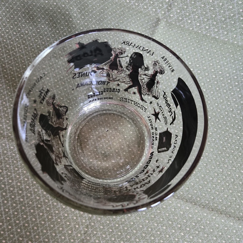 Ice Bucket Vintage Las Vegas Gold & Black Souvenir Glass Casino Theme